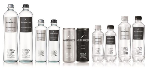 Acqua San Benedetto Millennium Water: bottiglie vetro, PET e lattine. Acqua minerale per ristorazione d'eccellenza.