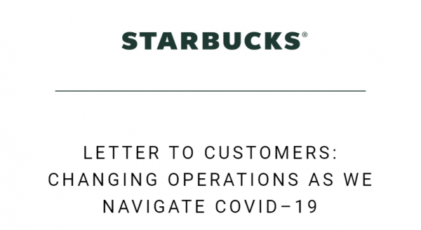 Logo Starbucks: comunicazione food passion e aggiornamenti COVID-19. Lettera ai clienti.