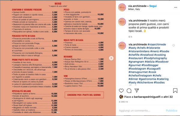 Menù ristorante Via Archimede Milano. Piatti gustosi, cucina italiana, specialità locali. #ristorante #menù #cucinaitaliana