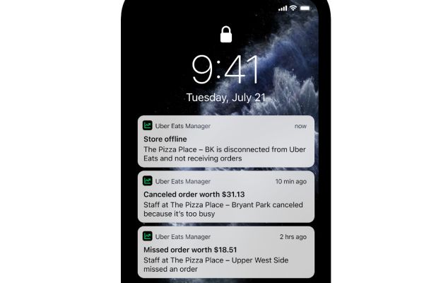 Notifiche Uber Eats: ristorante offline, ordini cancellati/persi. App supporto ristoranti.