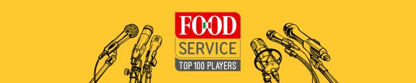 Food Service Top Players: logo su sfondo giallo con microfoni.