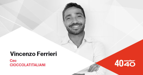 Vincenzo Ferrieri, CEO Cioccolatitaliani, vincitore premio 40under40. Giovane imprenditore italiano.