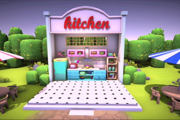 Cucina virtuale nel metaverso. Arredamento colorato, stile cartoon. Metaverso: se non sei “in”, sei “out”?