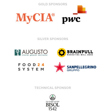 Sponsor Next Generation Restaurant: MyCIA, PwC, Augusto, Brainpull, Food24 System, San Pellegrino, Bisol.