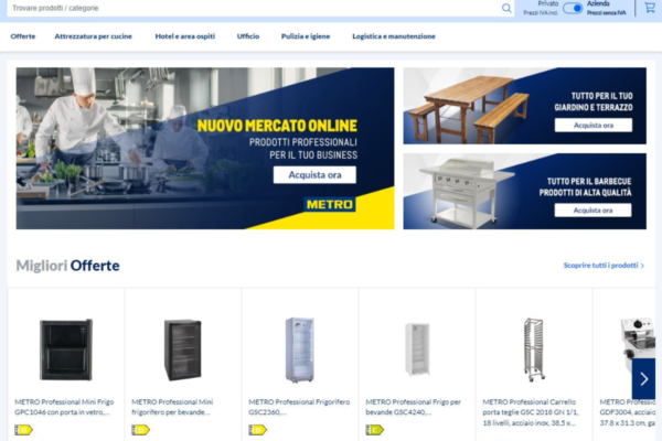 METRO Italia Mercato Online: prodotti professionali per business, giardino, barbecue. Frigoriferi, carrelli e attrezzature.