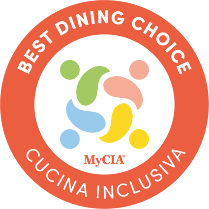 Bollino Best Dining Choice. MyCIA Cucina Inclusiva: ristorazione di qualità e inclusiva.