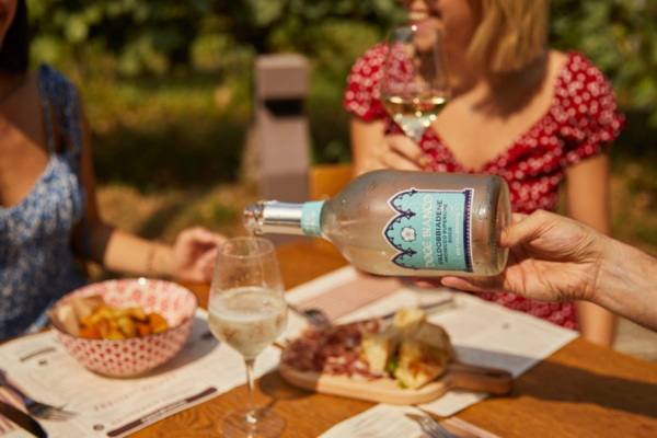Degustazione Prosecco Valdobbiadene DOCG. Versando vino, aperitivo con amici. Cantina Veronesi.