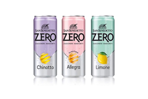Bibite San Benedetto Zero: chinotto, allegra, limone. Bevande senza zuccheri aggiunti.