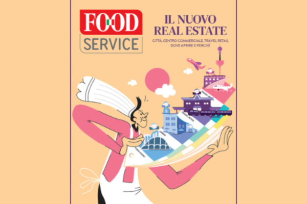 Copertina Food Service: ristorazione in centri commerciali e travel retail. Chef con mappa opportunità.