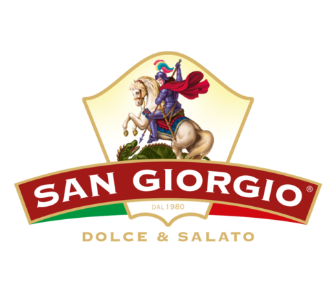 Logo San Giorgio: cavaliere, drago. Linea Rêver, prodotti dolci e salati dal 1980.