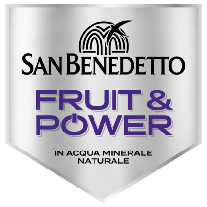 Logo San Benedetto Fruit&Power: bevanda in acqua minerale naturale, gusto frutta. Scopri il potere della frutta!