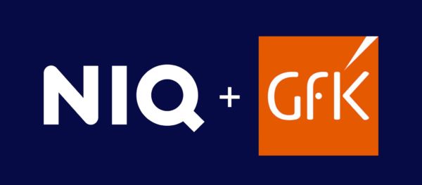 Logo NIQ e GfK: fusione completata per analisi di mercato avanzate e insight sui consumatori.