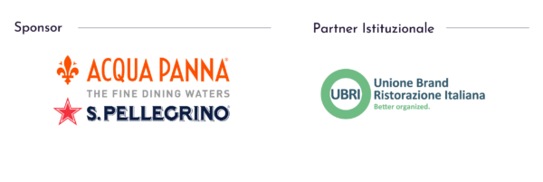 Loghi sponsor: Acqua Panna, S. Pellegrino. Partner istituzionale: Unione Brand Ristorazione Italiana. Espansione ponderata e location.