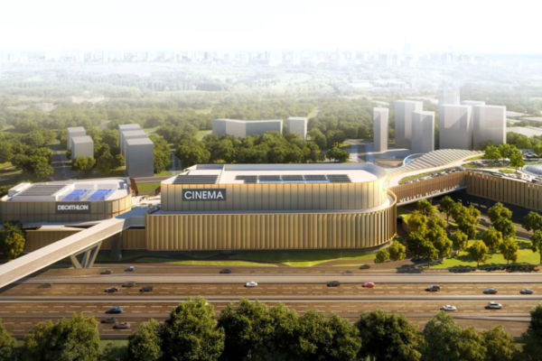 Merlata Bloom Milano: rendering del nuovo centro commerciale con cinema e Decathlon.