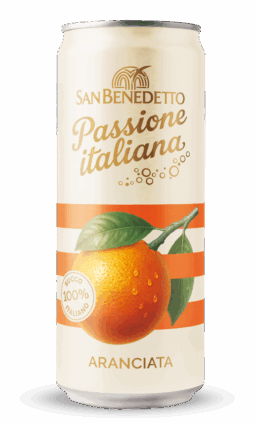 Lattina San Benedetto Passione Italiana Aranciata 0.33L. Succo 100% italiano, dissetante e gustoso.