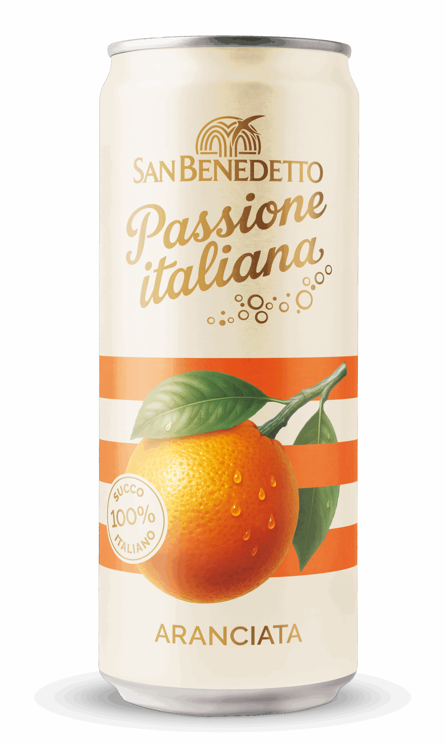 Lattina San Benedetto Passione Italiana Aranciata 0.33L. Succo 100% italiano, dissetante e gustoso.